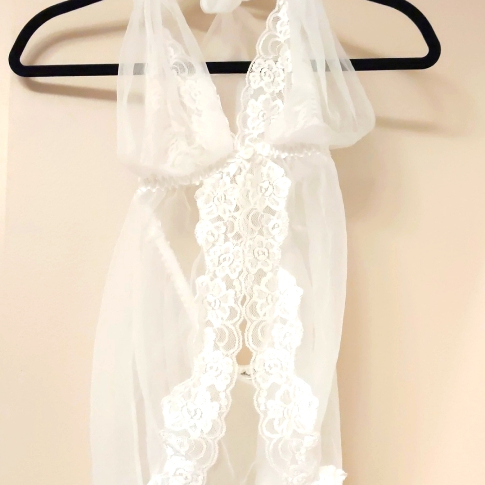Bridal white lace slip size:M